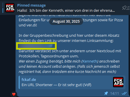 Angepinnte Nachricht in Telegram